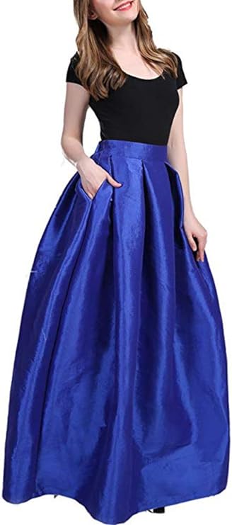 PROMLINK Women High Waist Maxi Skirts A-Line Skirt Dress Floor Length