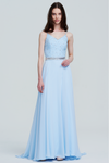 A-Line V-neck Floor-Length Chiffon Bridesmaid Dress With Beading