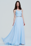 A-Line V-neck Floor-Length Chiffon Bridesmaid Dress With Beading