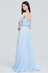 A-Line V-neck Floor-Length Chiffon Bridesmaid Dress With Beading