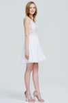 A-Line V-neck Mini/Short Chiffon Homecoming Dress With Lace Beading