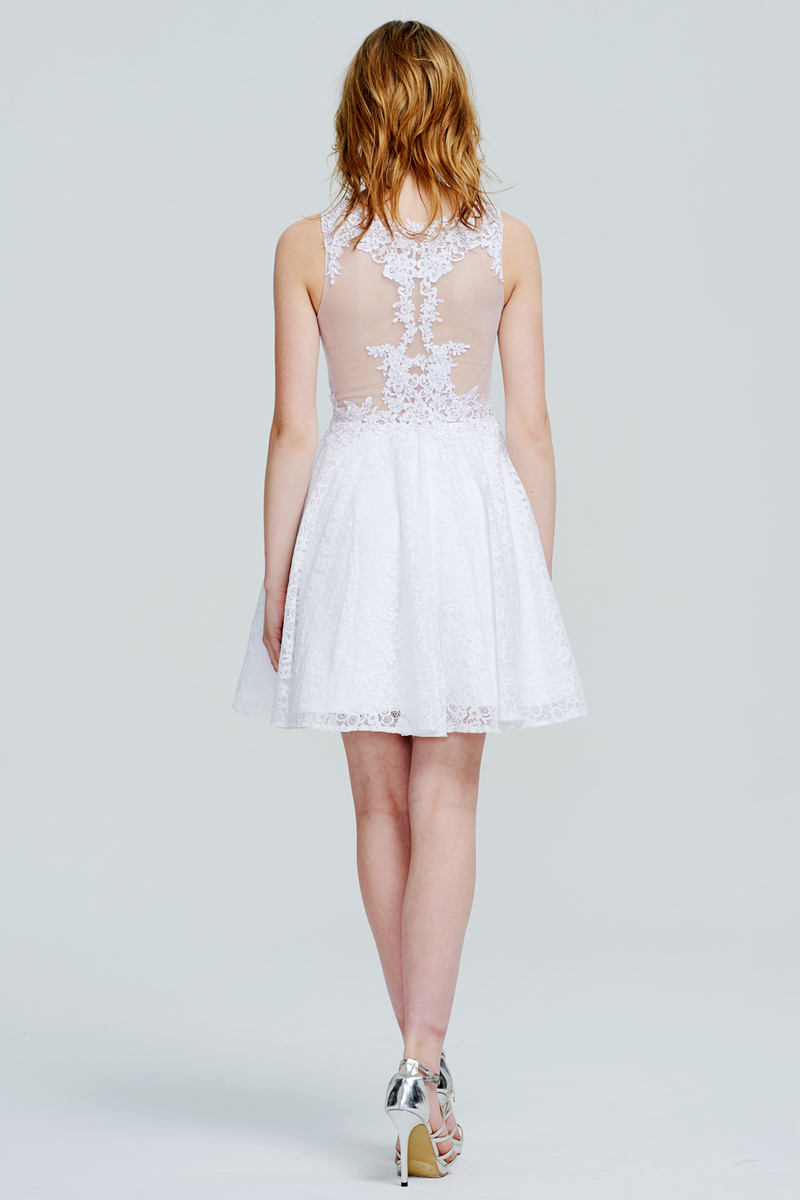 A-Line V-neck Mini/Short Chiffon Homecoming Dress With Lace Beading