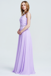 A-Line One-Shoulder Floor-Length Chiffon Lace Bridesmaid Dress With Beading