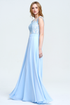 A-Line Scoop Neckline Sweetheart Floor-Length Chiffon Sheer Lace Top Bridesmaid Dress