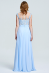 A-Line Scoop Neckline Sweetheart Floor-Length Chiffon Sheer Lace Top Bridesmaid Dress