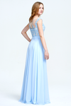 A-Line Scoop Neckline Sweetheart Floor-Length Chiffon Sheer Lace Top Bridesmaid Dress