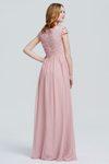 A-Line Scoop Neckline Floor-Length Chiffon Lace Top Bridesmaid Dress With Ruffle Beading Band