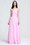 A-Line Strapless Sweetheart Floor-Length Chiffon Bridesmaid Dress With Front Ruffle