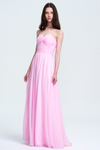 A-Line Strapless Sweetheart Floor-Length Chiffon Bridesmaid Dress With Front Ruffle