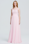 A-Line Scoop Neckline Floor-Length Lace Sweetheart Top Chiffon Bridesmaid Dress