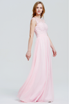 A-Line Scoop Neckline Floor-Length Lace Sweetheart Top Chiffon Bridesmaid Dress