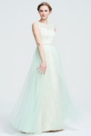 A-Line Scoop Neck  Floor-Length Tulle Bridesmaid Dress With Beading Waist Belt