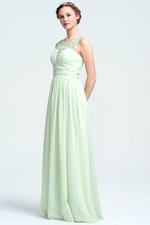 A-Line Scoop Neckline Floor-Length Sweetheart Top Chiffon Bridesmaid Dress With Lace Emblished