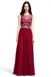 A-Line Scoop Neck  Floor-Length Sweetheart Chiffon Bridesmaid Dress With Beading Top