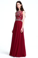 A-Line Scoop Neck  Floor-Length Sweetheart Chiffon Bridesmaid Dress With Beading Top