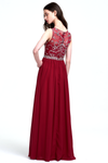 A-Line Scoop Neck  Floor-Length Sweetheart Chiffon Bridesmaid Dress With Beading Top