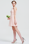 A-Line Halter Neck Mini/Short Sleeveless Chiffon Bridesmaid Dress With Beading