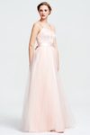 A-Line Sweetheart Neckline Floor-Length tulle Bridesmaid Dress With Satin Bow