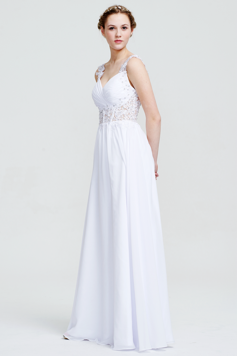 A-Line Sweetheart Neckline Floor-Length Sheer Waist Bridesmaid Dress With Beading Flowers