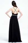 A-Line V-neck Floor-Length Chiffon Prom Dress With Beading Belt