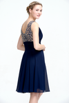 A-Line Scoop Neck Short/Mini Chiffon Sleevless Prom Dress With Beading