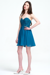 A-Line Strapless Short/Mini Sweetheart Chiffon Homecoming Dress With Beading