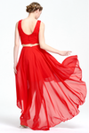 Two Piece A-Line Scoop Neck High Low Chiffon Homecoming Dress With Lace Top