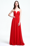 A-Line Strapless Sweetheart Floor-Length Chiffon Prom Dress With Ruffle