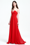 A-Line Strapless Sweetheart Floor-Length Chiffon Prom Dress With Ruffle