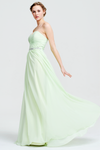 A-Line Strapless Sweetheart Front Ruffle Chiffon Prom Dress With Beading