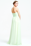 A-Line Strapless Sweetheart Front Ruffle Chiffon Prom Dress With Beading