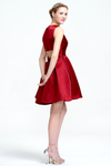 A-Line V-neck Short/Mini Ruffle Satin Homecoming Dress With Back Hole