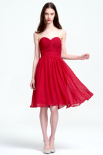 A-Line Strapless Sweetheart Front Ruffle Chiffon Mini/Short Homecoming Dress