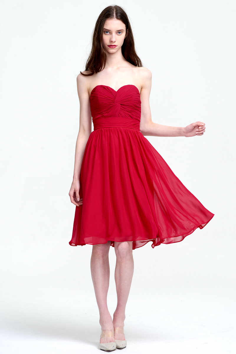 A-Line Strapless Sweetheart Front Ruffle Chiffon Mini/Short Homecoming Dress