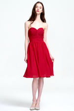 A-Line Strapless Sweetheart Front Ruffle Chiffon Mini/Short Homecoming Dress