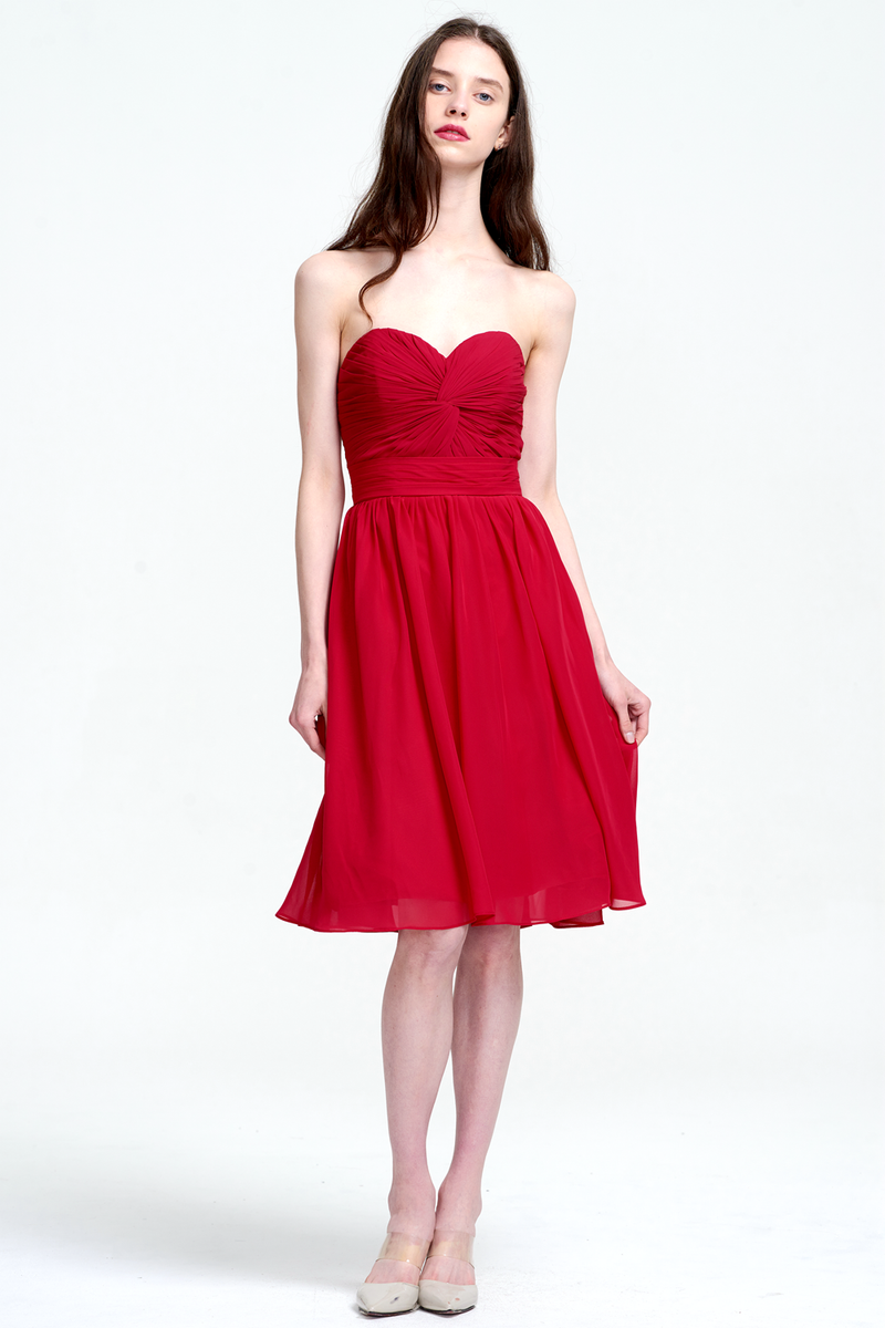 A-Line Strapless Sweetheart Front Ruffle Chiffon Mini/Short Homecoming Dress