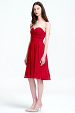 A-Line Strapless Sweetheart Front Ruffle Chiffon Mini/Short Homecoming Dress