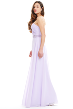 A-Line One Shoulder Ruffle Chiffon Floor Length Prom Dress With Beading