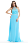 A-Line Halter Scoop Neck Sheer Sweetheart Prom Dress With Beading