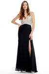 Trumpet/Mermaid V-neck Sweep Train Floor Length Prom Dress With Top Beading