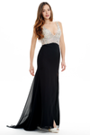Trumpet/Mermaid V-neck Sweep Train Floor Length Prom Dress With Top Beading