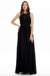 A-line Scoop Neck Floor Length Chiffon Ruffle Prom Dress With Lace