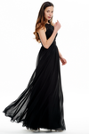 A-line Scoop Neck Floor Length Chiffon Ruffle Prom Dress With Lace