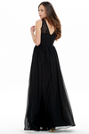 A-line Scoop Neck Floor Length Chiffon Ruffle Prom Dress With Lace