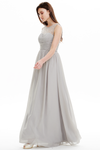 A-line Scoop Neck Sweetheart Floor Length Chiffon Prom Dresses With Beading