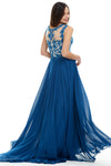 A-Line Scoop Neck Sweetheart Floor-Length Chiffon Lace Flower Prom Dress