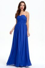 A-Line Strapless Sweetheart Floor-Length Chiffon Bridesmaid Dress With Ruffle