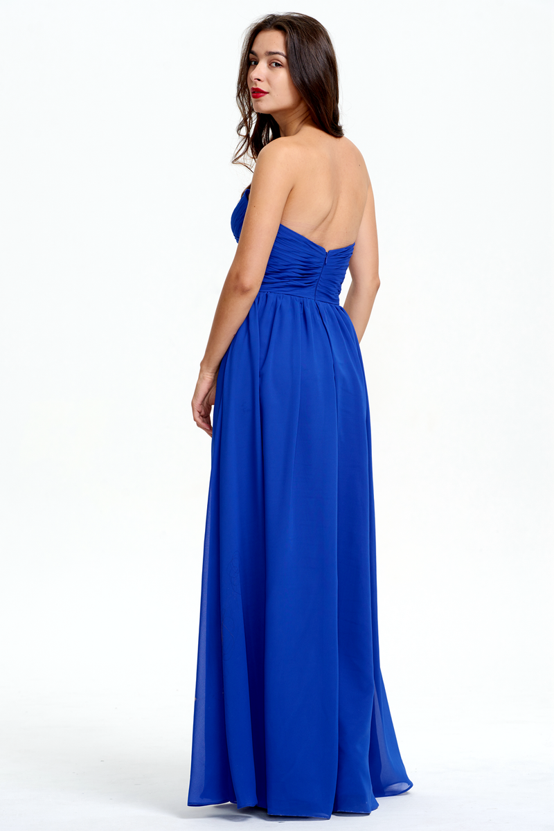 A-Line Strapless Sweetheart Floor-Length Chiffon Bridesmaid Dress With Ruffle