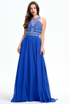 A-Line Scoop Neckline Floor Length Chiffon Prom Dress With Beading Top