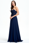 A-Line Strapless Sweetheart Floor-Length Chiffon Bridesmaid Dress With Beading